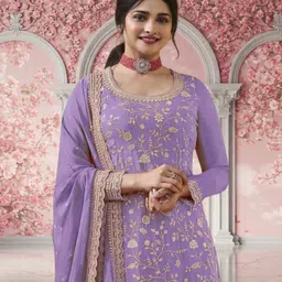 dealbazaars corporation Semi Stitched Georgette Kurta & Sharara Fabric Embroidered, Embellished, Self Design, Paisley image 2