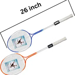 luster multi colour badmintion racket with three shuttle corkk Badminton Kit image 2