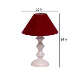 Maroon Shade Table Lamp With Metal Base By Foziq image 5