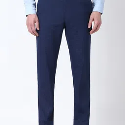 peter england Men Slim Fit Blue Polyester Trousers-picture-16