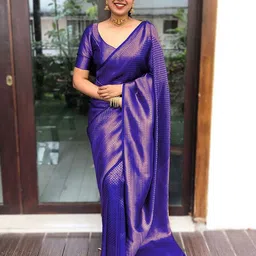 AMRUTKALA SAREES Woven Design Zari Saree with Unstitched Blouse Piece-picture-12