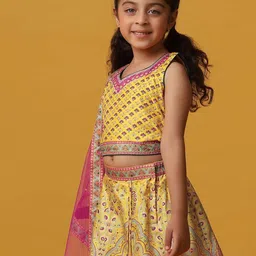 JAY NAGNATH FAB Girls Printed Tie and Dye Ready to Wear Lehenga & Blouse With Dupatta image 5