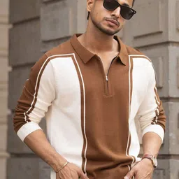 Powerlook Men Colourblocked Polo Collar Pure Cotton Casual Sweatshirt-picture-38