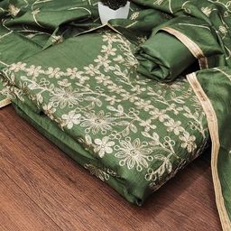 LeeliPeeri Designer Floral Embroidered Thread Work Unstitched Dress Material-picture-34