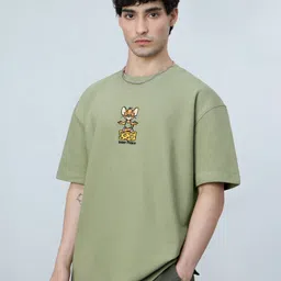 The Souled Store Men Tom & Jerry Graphic Printed Round Neck Cotton Oversized T-shirt image 3