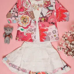 V-Mart Girls Printed T-shirt with Skirt-image-52