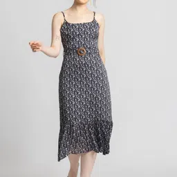 JULO Floral Print Chiffon A-Line Midi Dress-picture-27