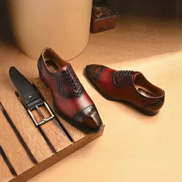 MILLE DOLLARI Men Textured Leather Lace-Up Formal Oxford Shoes-image-41