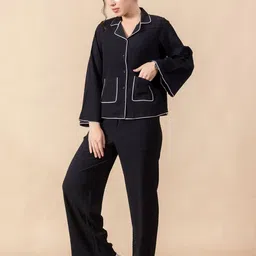 Madhuni Collared Contrast-Detail Shirt & Trouser Co-Ord Set image 3