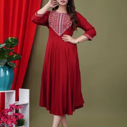 FebQ Embroidered Fit & Flare Maxi Dress image 2