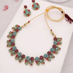 DIVASTRI Gold & Silver-Plated American Diamond-Studded Jewellary Set image 5