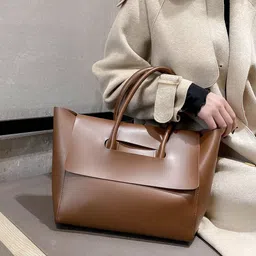 PURPLEHUNT Leather Oversized Bucket Handheld Bag image 5