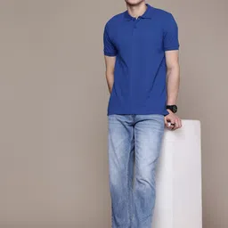 Moda Rapido Men Pack Of 2 Solid Polo Collar Regular Fit Cotton T-shirts image 4