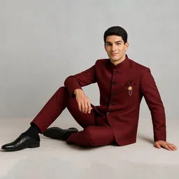 SHAHI ACHKAN Men Mandarin Collar Long Sleeves Quilted Blazer image 4