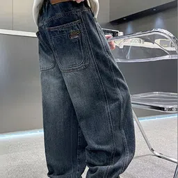 LULU & SKY Boys Wide Leg Mid-Rise Light Fade Stretchable Jeans image 3