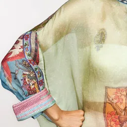 OTT Tarun Tahiliani Printed Silk Mandarin Collar Tunic image 4