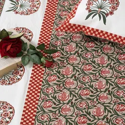 Rajasthan Decor Maroon & White Floral Cotton 144 TC Single Bedsheet Set-1.50 m x 2.25 m-image-97
