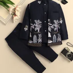 Sangria Boys Embroidered Sequins Mandarin Collar Sherwani Set-picture-51