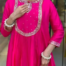 FVD Women Woven Design Embroidered Anarkali Kurta with Salwar & Dupatta image 4