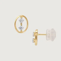 Mia by Tanishq 14 KT Gold Oval Pop Diamond Earrings - 1.198 g image 3