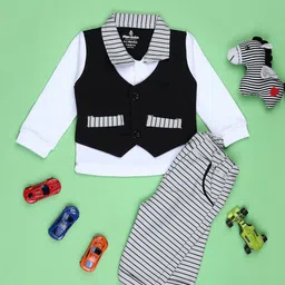 V-Mart Boys Colourblocked Shirt Collar Long Sleeves Shirt With Trouser-image-1