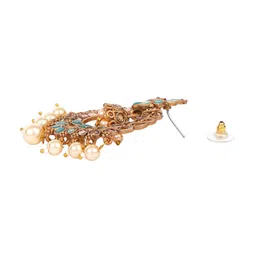 Adwitiya Collection Gold-Plated Artificial Stones & Pearl Beaded Hanging Chandbalis image 4