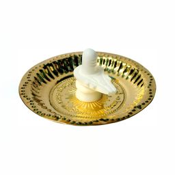 Navyaksh Gold Toned & White Plate with Shivling Religious Idol Showpiece-picture-13