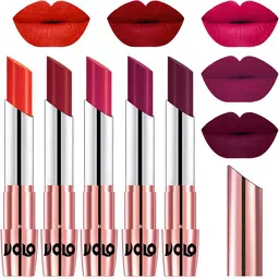VOLO Set Of 5 Creme Matte Lipstick-3.5g-Coral- Red-Passion Pink- Magenta- Wine image 1