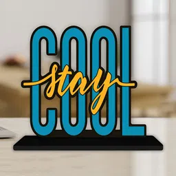 ArtVibes Blue & Yellow Quote Printed Wooden Table Showpiece-picture-40