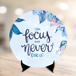 ArtVibes White Stay Focus Never Give Up Table Decor Wooden Showpiece-picture-27