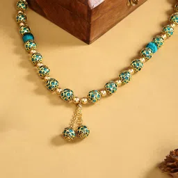 AKSHARA Green German Silver Gold-Plated Handcrafted Necklace-image-0