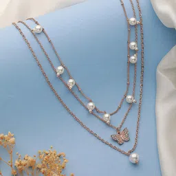 Jazz and Sizzle Rose Gold-Plated Layered Necklace image 1