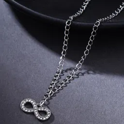 VIRAASI Rhodium-Plated Infinity Pendant with Chain-picture-54