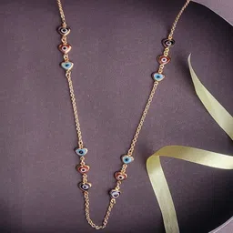 Mahi Rose Gold-Plated Evil Eye and Heart Necklace-picture-23