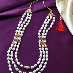 Yellow Chimes Men Gold-Toned & White Brass Gold-Plated Necklace-picture-10