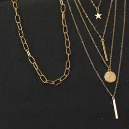 Jewels Galaxy Set Of 2 Gold-Toned & Gold-Plated Layered Necklace-picture-22