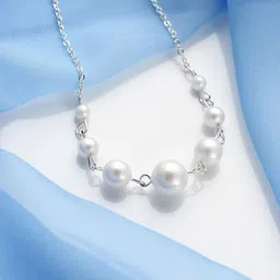 Jewels Galaxy Brass Silver-Plated Pearl Studded Contemporary Necklace-picture-41