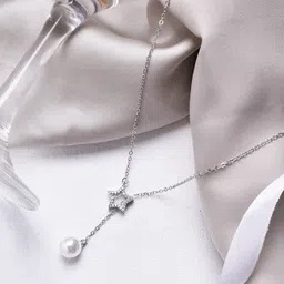 JOKER & WITCH Silver-Toned & White Stones-Studded Star Drop With Chain-picture-53