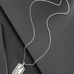 FIMBUL Men Silver-Plated Geometric-Shaped Pendant With Chain-picture-11