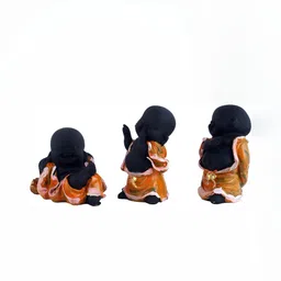 GW CREATIONS Black & Orange 3Pcs Fengshui Idol Showpiece-image-4