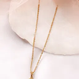 BEWITCHED Gold-Toned & White Stone Studded Letter C Charm Pendant With Chain-picture-53