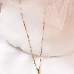 BEWITCHED Gold-Toned & White Stone Studded Letter B Charm Pendant With Chain-picture-33