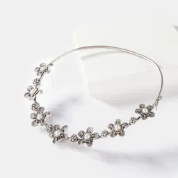 SHAYA Women Silver Floral Collar Necklace-picture-26