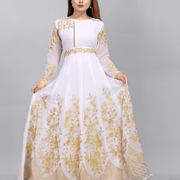 Aika Women Floral Embroidered Round Neck Ethnic Dresses-picture-15