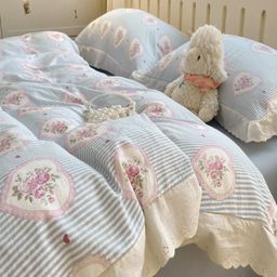 JC HOME Blue & White Solid Polycotton 4 Piece Single Regular Bedding Set-picture-9