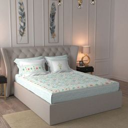 MYTRIDENT Indulgence White Printed 300 TC Pure Cotton King Bedsheet Set 2.74 m x 2.74 m-picture-21