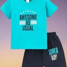 MUSNAH GARMENTS Kids-Unisex Blue Pure Cotton Clothing Set-picture-50