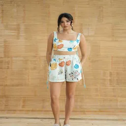 LABEL SUGAR Women Printed Linen Shorts-picture-23