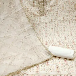 SHADOW & SAINING Embroidered Organza Semi-Stitched Dress Material image 3