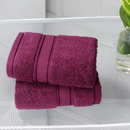 MYTRIDENT 2-Pcs Purple 600 GSM Pure Cotton Hand Towels-image-63